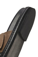 Woman Beige Suede Leather Slippers | Derimod