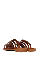 Women's Brown Leather Flip-Flops | Derimod