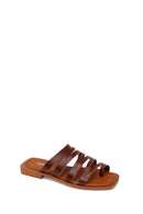 Women's Brown Leather Flip-Flops | Derimod