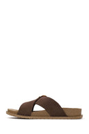 Woman Brown Buckled Suede Slipper | Derimod