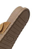 Woman Tan Buckled Suede Slipper | Derimod