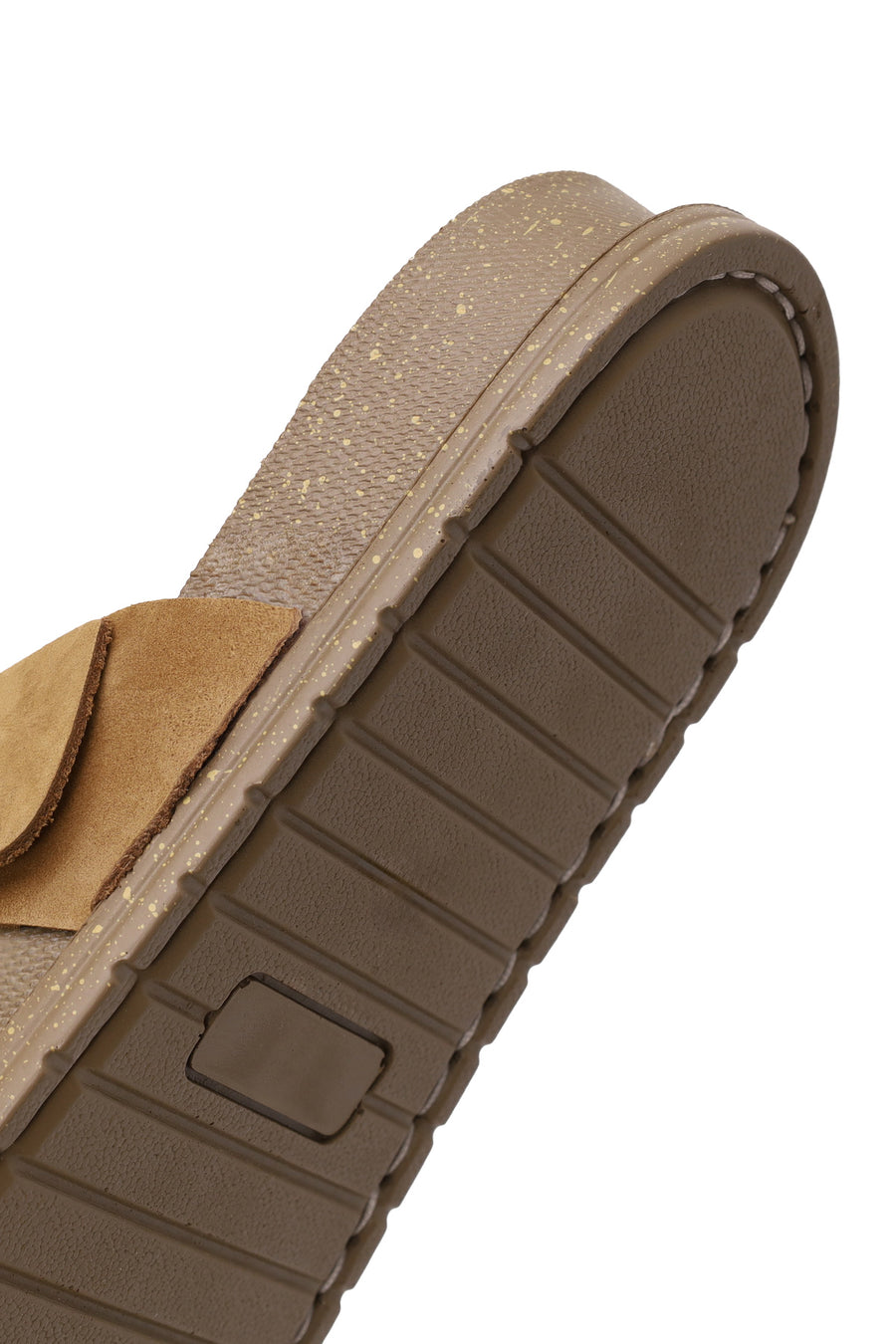 Woman Tan Buckled Suede Slipper