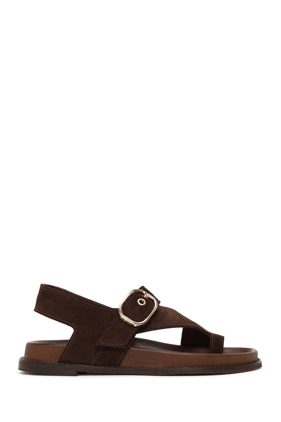 Woman Brown Toe-Post Suede Sandal 26SFD550210 | Derimod