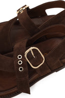 Woman Brown Toe-Post Suede Sandal | Derimod