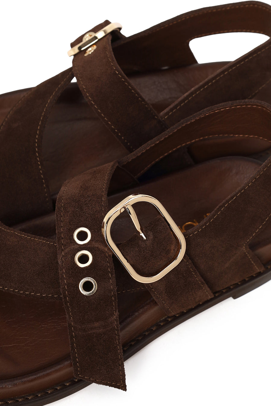 Woman Brown Toe-Post Suede Sandal