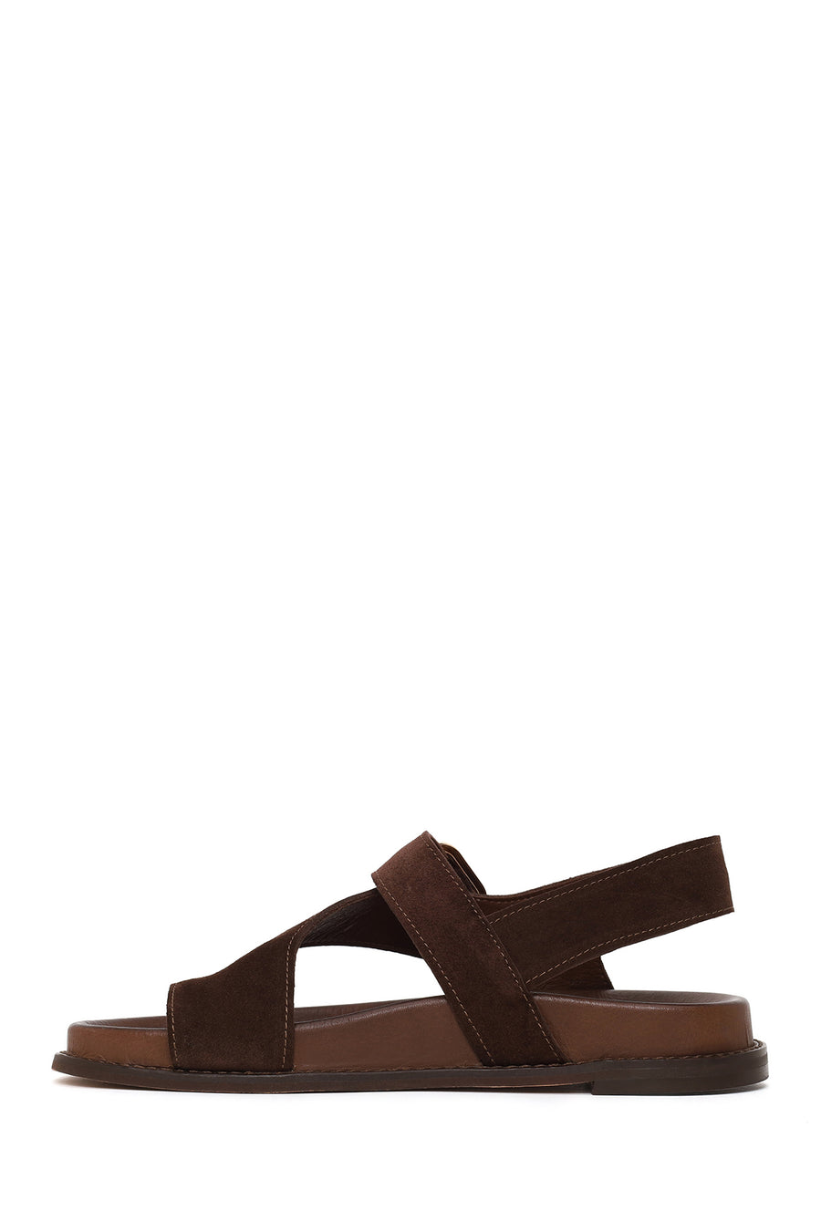 Woman Brown Toe-Post Suede Sandal