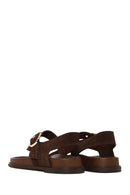 Woman Brown Toe-Post Suede Sandal | Derimod