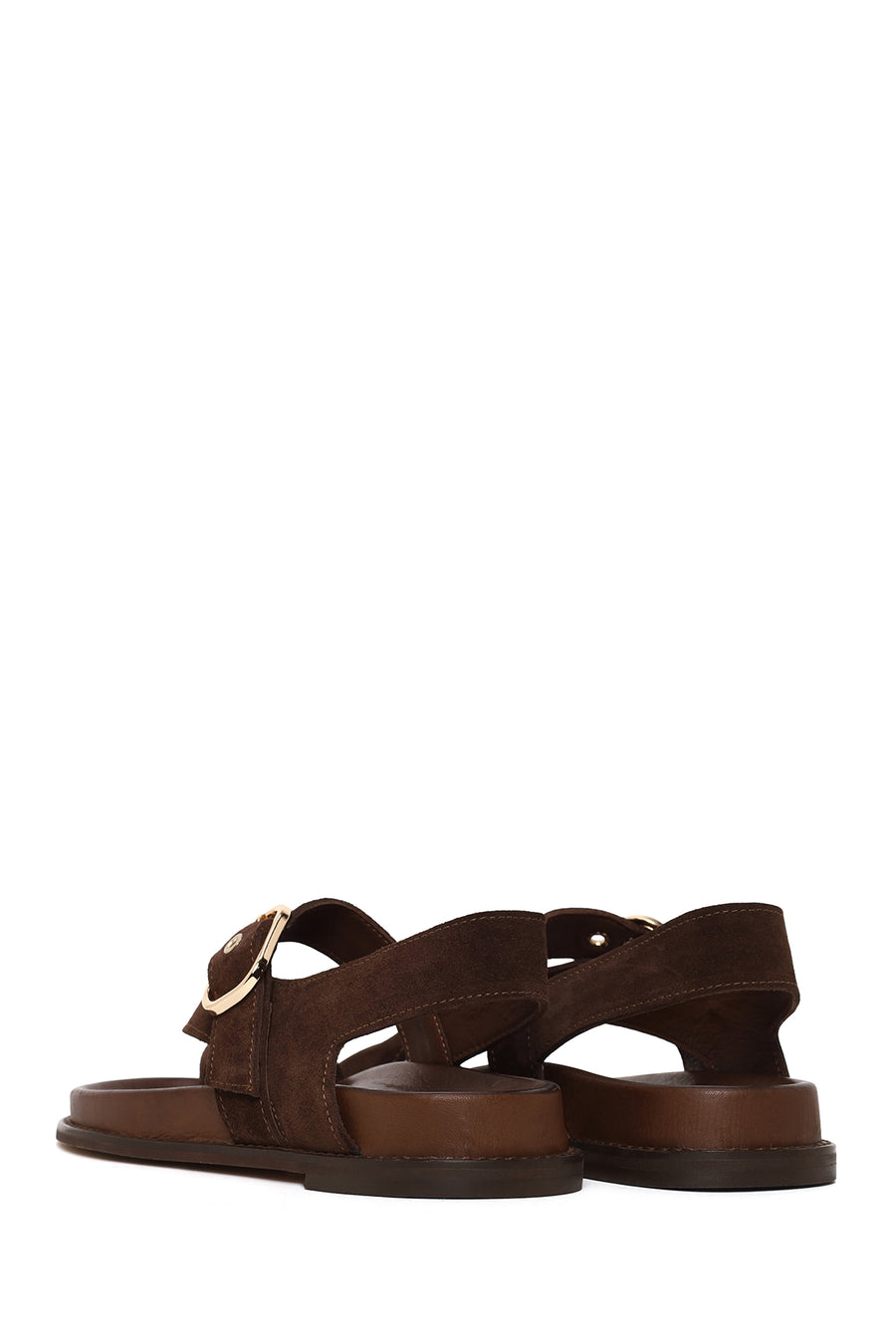 Woman Brown Toe-Post Suede Sandal
