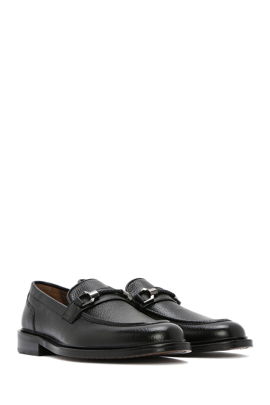 Men's Black Buckle Leather Classic Loafer