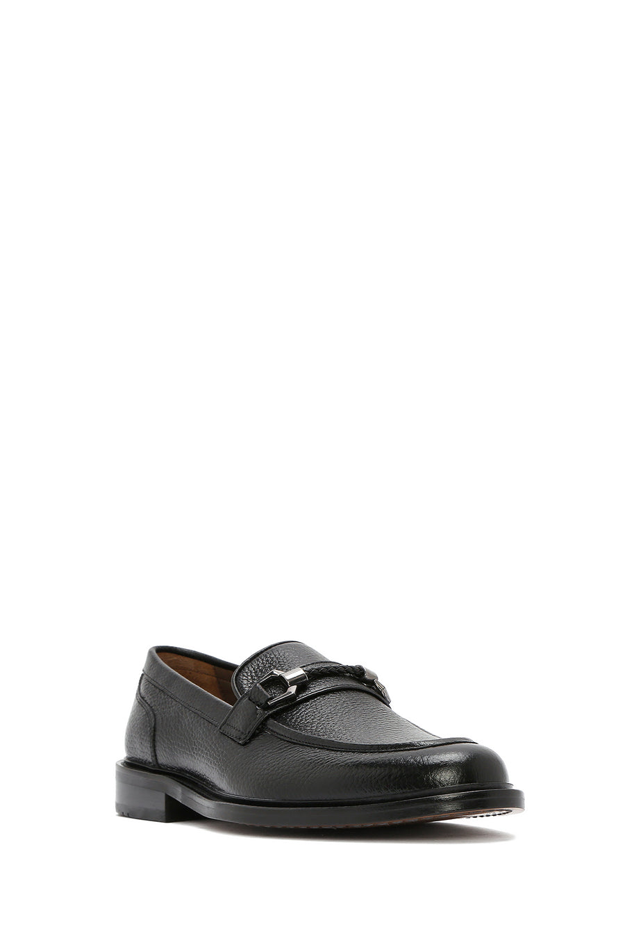 Men's Black Buckle Leather Classic Loafer