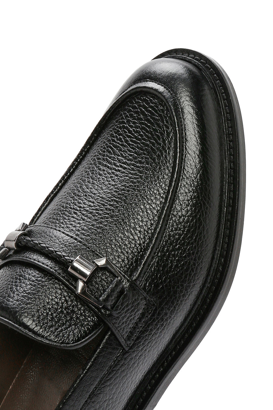 Men's Black Buckle Leather Classic Loafer