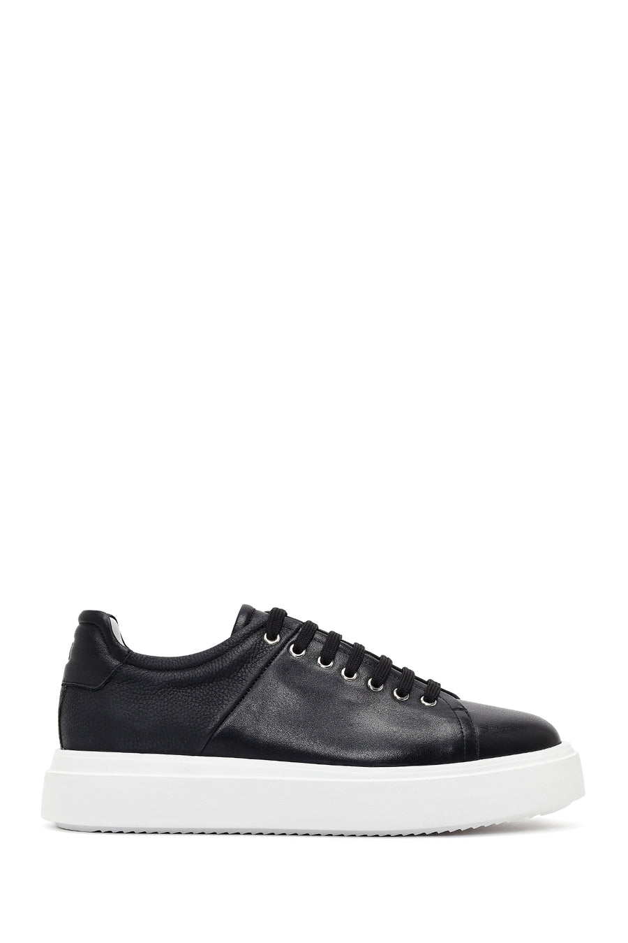 Erkek Siyah Bağcıklı Kalın Tabanlı Deri Sneaker 26SFD610118 | Derimod