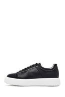 Erkek Siyah Bağcıklı Kalın Tabanlı Deri Sneaker | Derimod