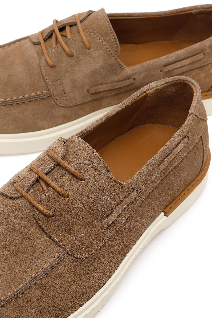 Men's Beige Lace-up Suede Leather Casual Shoes
