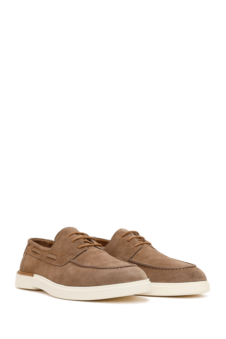 Men's Beige Lace-up Suede Leather Casual Shoes