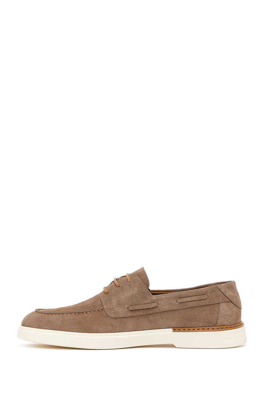 Men's Beige Lace-up Suede Leather Casual Shoes