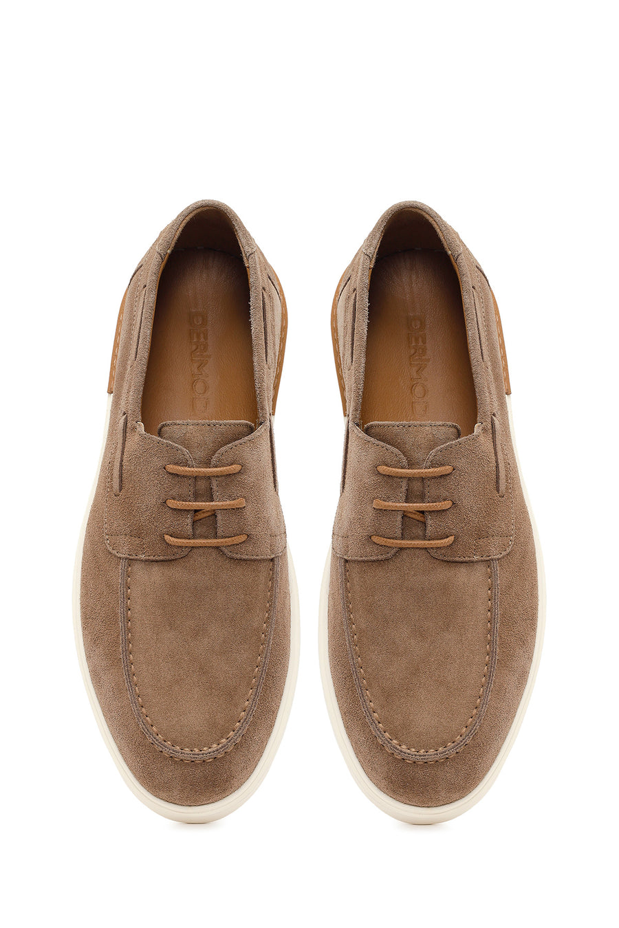 Men's Beige Lace-up Suede Leather Casual Shoes
