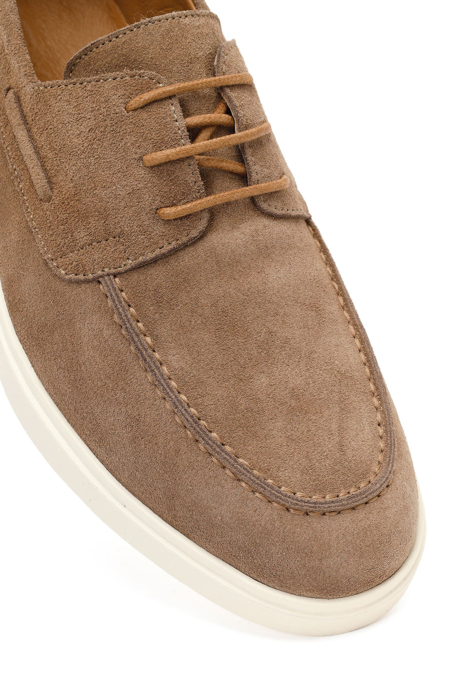 Men's Beige Lace-up Suede Leather Casual Shoes