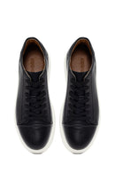 Men's Black Lace-up Thick-Sole Leather Sneaker | Derimod