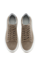Erkek Bej Bağcıklı Kalın Tabanlı Nubuk Deri Sneaker | Derimod