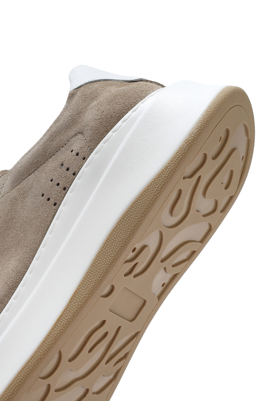 Erkek Bej Bağcıklı Kalın Tabanlı Nubuk Deri Sneaker