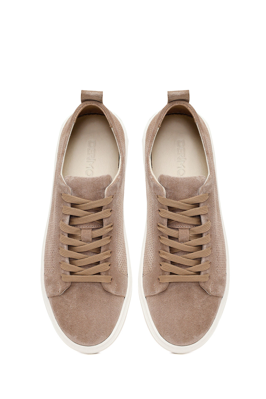 Men's Beige Lace-Up Suede Leather Sneaker