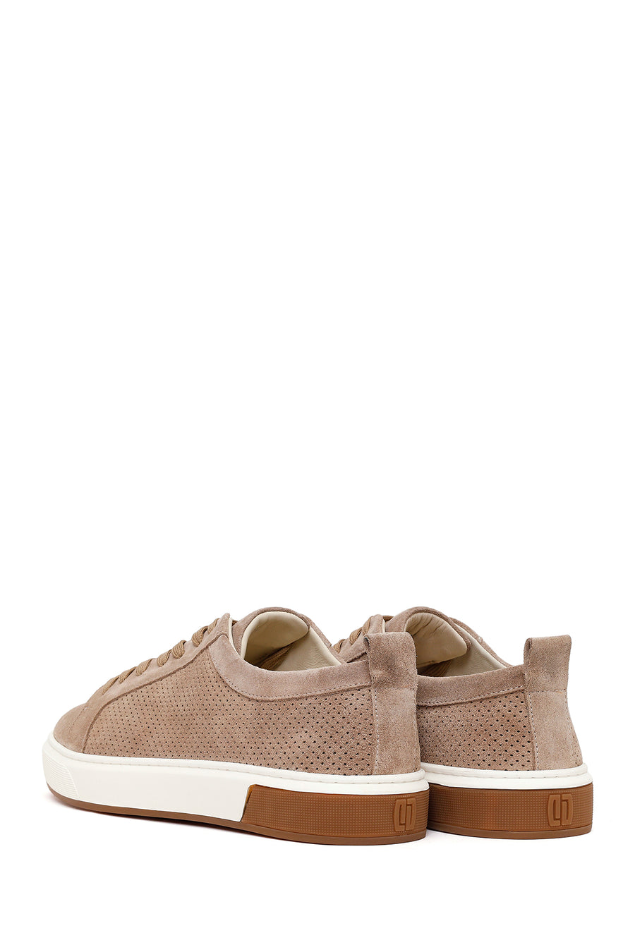 Men's Beige Lace-Up Suede Leather Sneaker