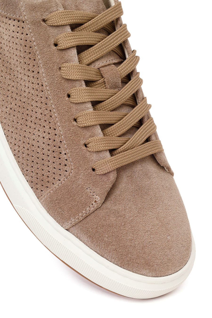 Men's Beige Lace-Up Suede Leather Sneaker