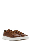 Men's Tan Lace-up Thick-Sole Leather Sneaker | Derimod