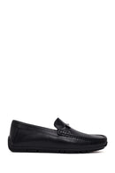Male Black Buckled Leather Loafer | Derimod