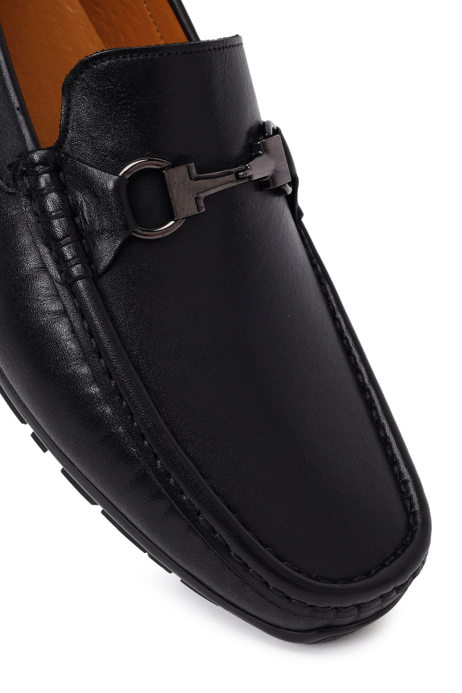 Male Black Buckled Leather Loafer