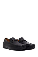Male Black Buckled Leather Loafer | Derimod