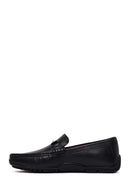Male Black Buckled Leather Loafer | Derimod