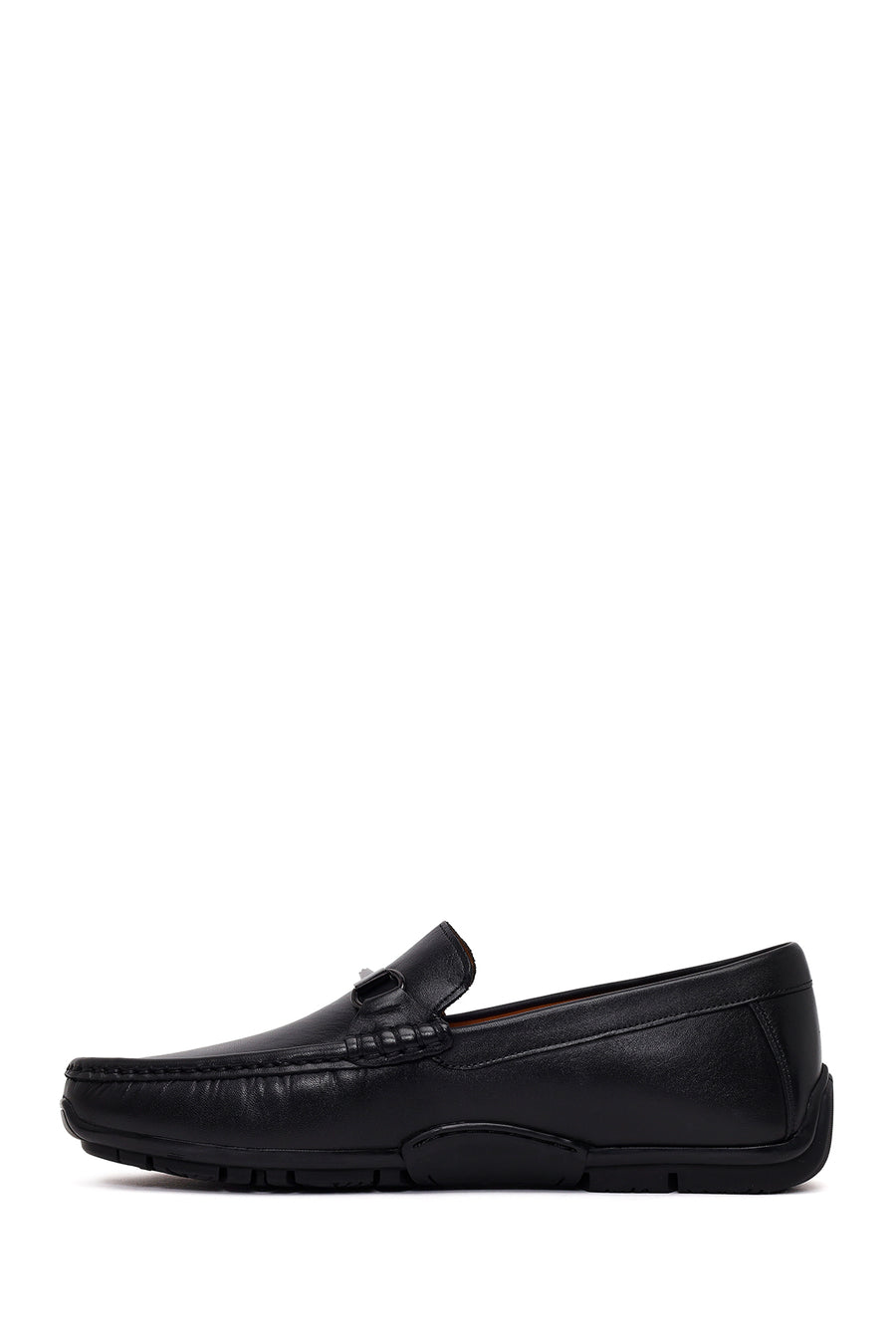 Male Black Buckled Leather Loafer