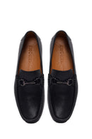 Male Black Buckled Leather Loafer | Derimod