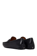 Male Black Buckled Leather Loafer | Derimod