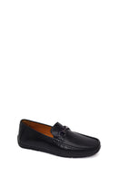 Male Black Buckled Leather Loafer | Derimod