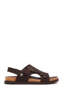 Male Brown Nubuck Leather Sandals | Derimod