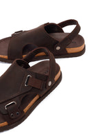 Male Brown Nubuck Leather Sandals | Derimod