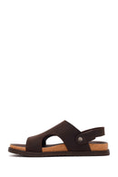 Male Brown Nubuck Leather Sandals | Derimod