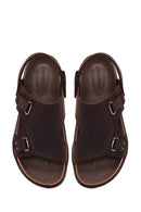 Male Brown Nubuck Leather Sandals | Derimod
