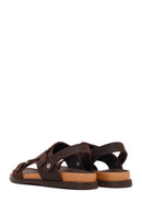 Male Brown Nubuck Leather Sandals | Derimod