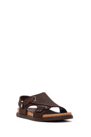 Male Brown Nubuck Leather Sandals | Derimod