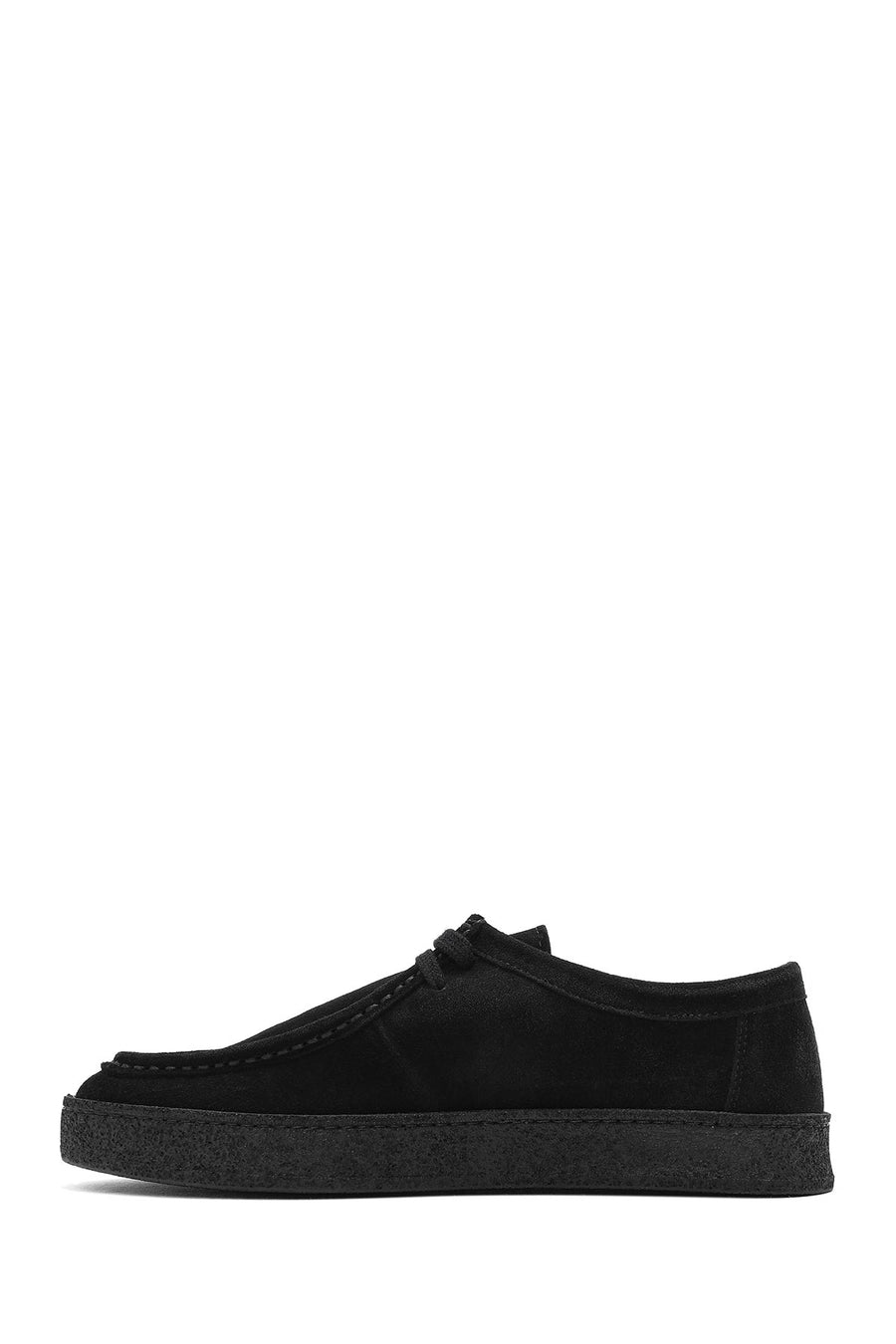 Men's Black Lace-Up Chunky Sole Suede Leather Casual Shoes