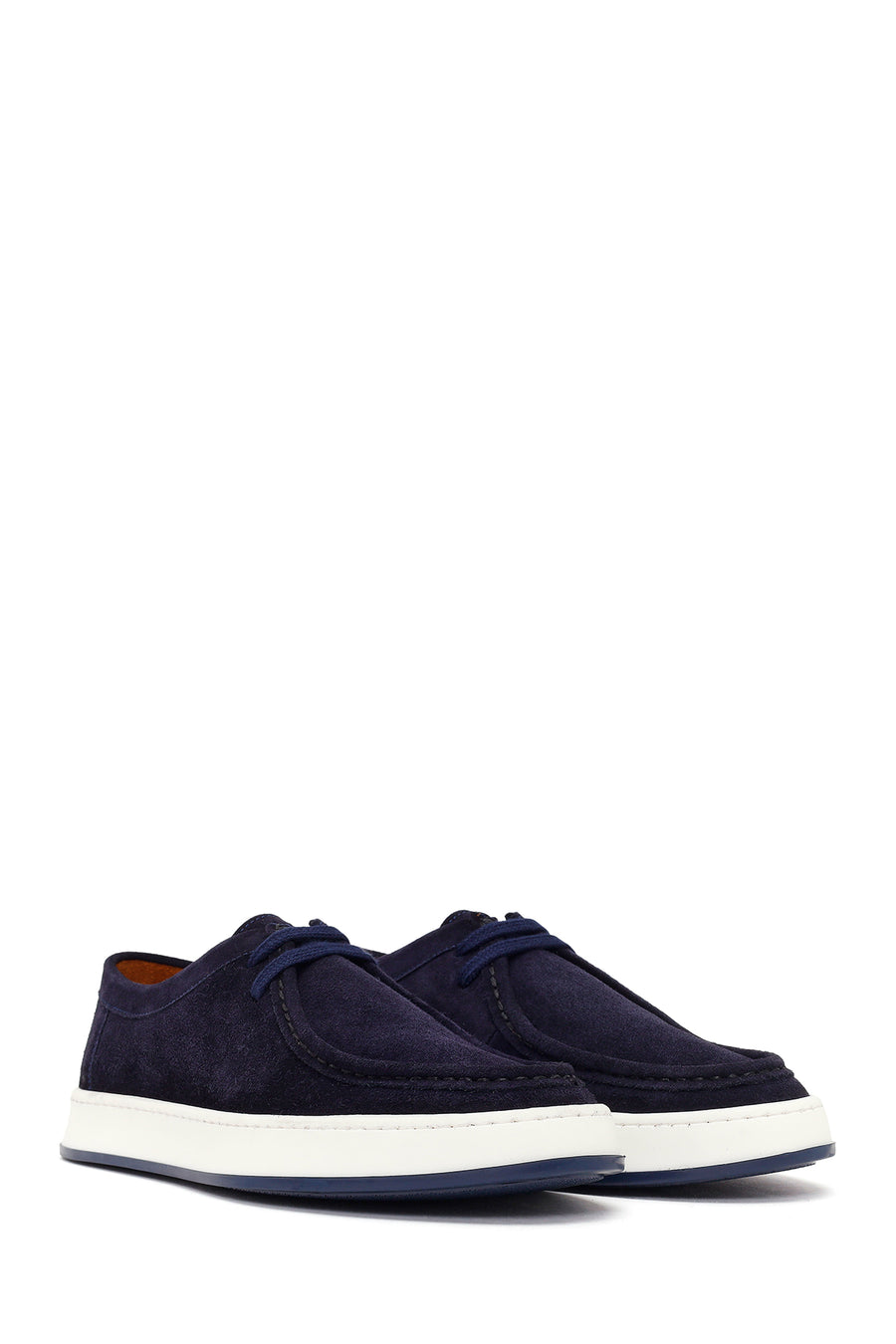 Men's Navy Blue Lace-up Suede Leather Casual Shoes