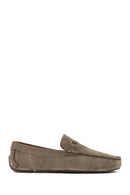 Men's Green Buckle Suede Leather Loafer | Derimod