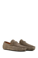 Men's Green Buckle Suede Leather Loafer | Derimod