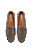 Men's Green Buckle Suede Leather Loafer | Derimod