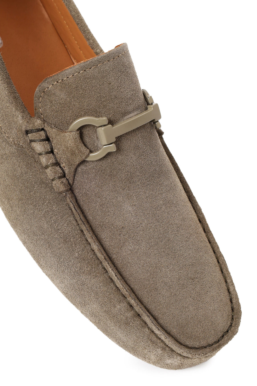 Men's Green Buckle Suede Leather Loafer