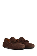 Men's Brown Tassel Suede Leather Loafer | Derimod
